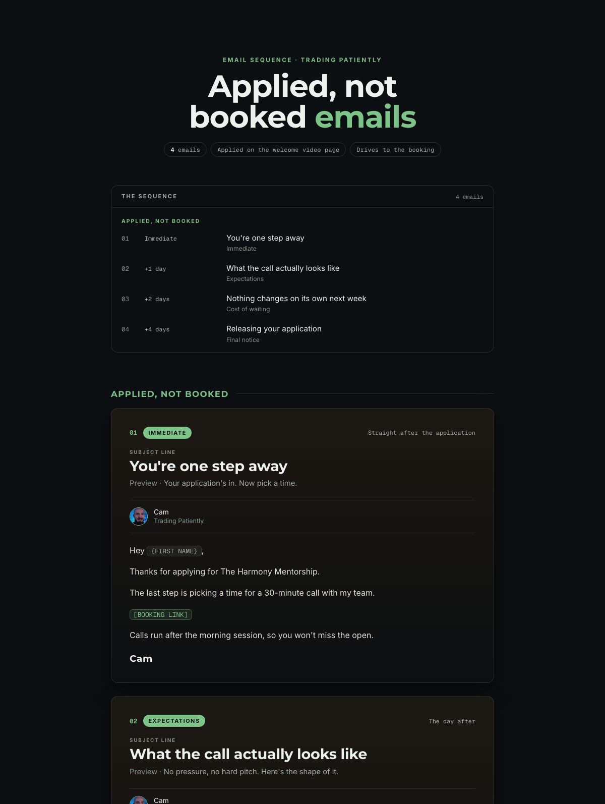Applied, not booked preview